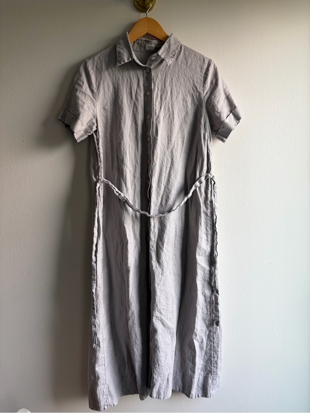 Wilfred Light Gray Button-Front Midi Shirt Dress